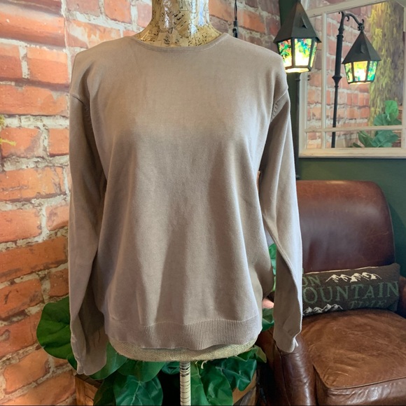 Wool Sweater Talbots Brown M Medium Classic Crew Neck - Picture 1 of 8